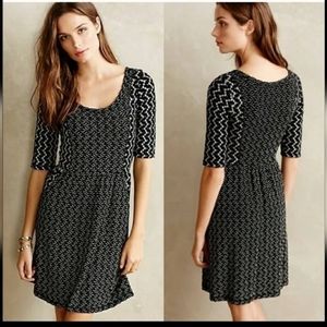 Saturday Sunday Anthropologie Black White Gray Knit Dress Size S Scoop Neck